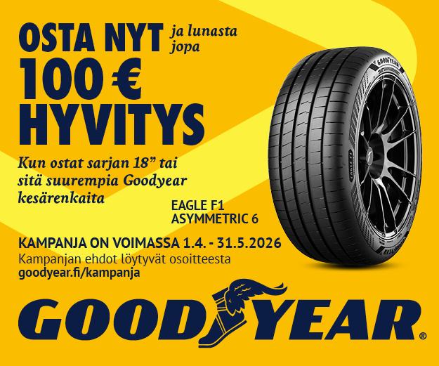 Goodyear-kampanja: jopa 100 € hyvitys 18 tuumaa tai suuremmista kesärenkaista